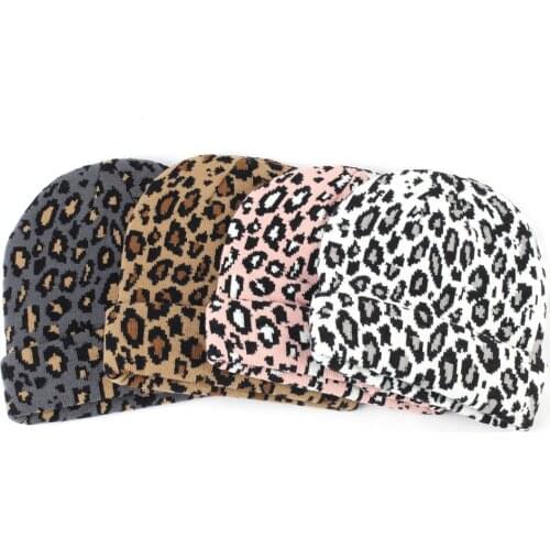Fashion Women Leopard Design Beanie Hats Winter Warm Knitted Printing Beanies For Female Ladies Outdoor Caps High Quality