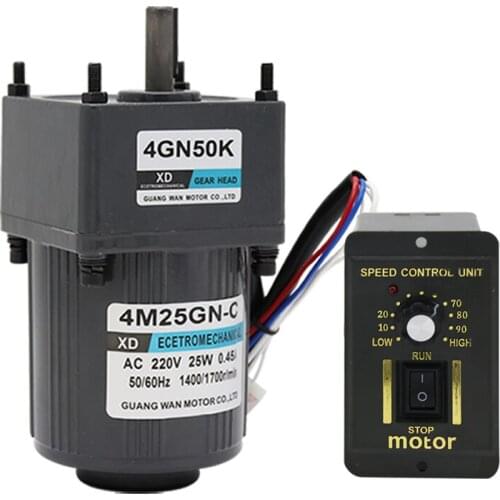 25W AC gear motor, 220V speed low speed micro motor, CW/CCW slow motor