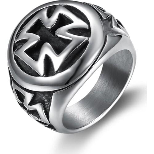 US Size 8-15 Male cross Knights Templars ring 316L stainless steel menunique jewelry exquisite men biker ring
