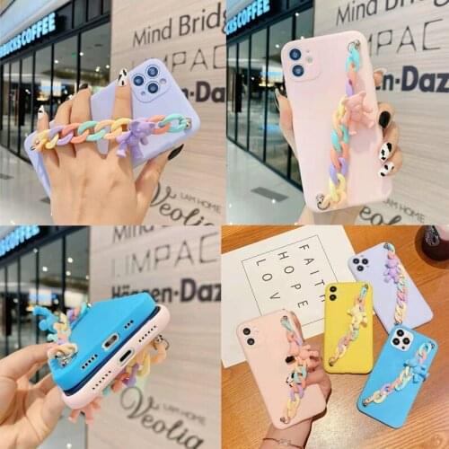 Cute Candy Soft Case For Oppo Realme V5 Q2 k7x V13 8 Q3 Q3i V15 V11 v3 Q2i X7 Q2 Pro x3 X50 xt K5 K3 x2 X Wrist Strap Chain Case