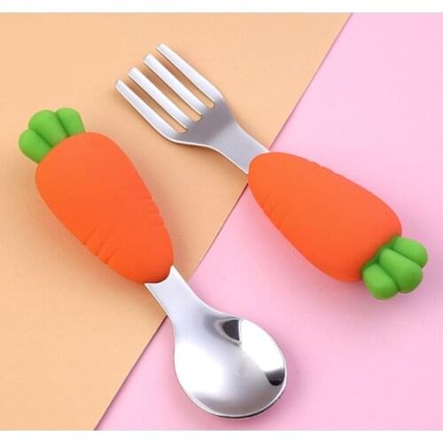 2021 New Baby Tableware Set Children Utensil Toddler Dinnerware Infant Feeding Spoon Fork