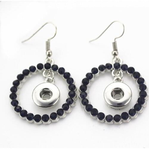 New Designs Blue Crystal Earrings With 12mm Snap Buttons Parts Earrings Charms Jewelry Women Erring 6pair/lot