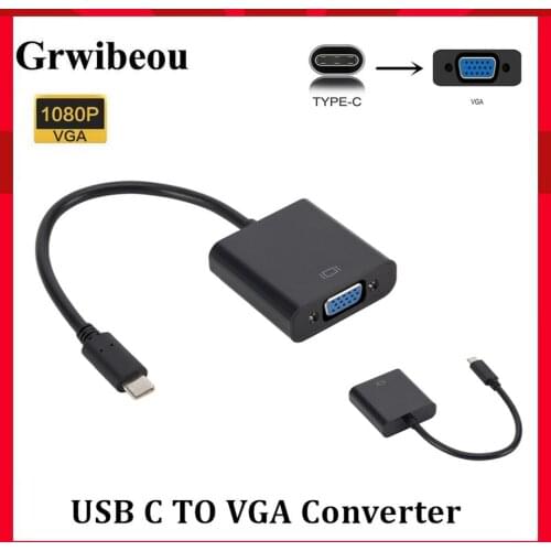 Grwibeou USB C to Female VGA Adapter Cable USBC USB3.1 to VGA Adapter for Macbook 12 inch Chromebook Pixel Lumia 950XL Hot Sale