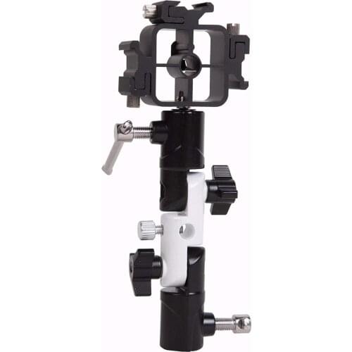 Full aluminum Pro Flash Hot Cold Shoe with Triple (3) flash mount head Umbrella Holder adapter mount with Swivel/Tilt Bracket
