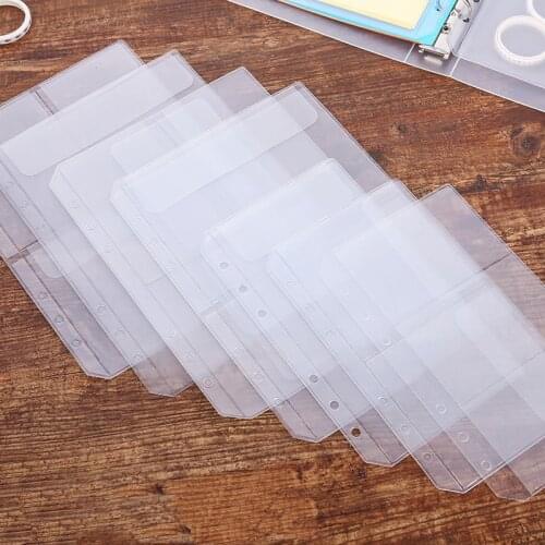 6pcs/Lot A5 A6 PVC Loose Leaf Transparent 6 Holes Storage Bag Sticker Ticket Card Organizer Pouch Diary Accessories Ring Binder