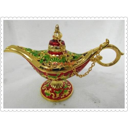 Size 12*8.5cm green glazed hollow Phnom Penh pink flowers 2PCS Russian tea Pot Al-addin Pakistan lamp BRASS Silverroom