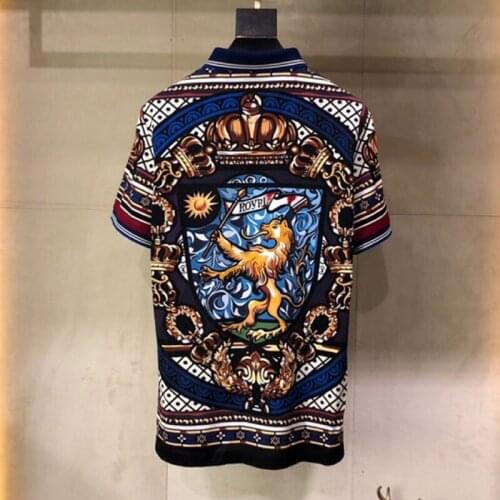 Shitrs Runway Fashion Polo Women/Men Plus Size Designer Lion Printed Loose Style Casual XXL XXXL Tops