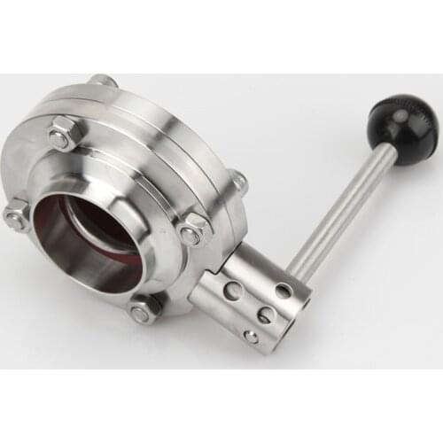 3/4" 1" 1.5" 2" 304 Stainless Steel Sanitary Tri Clamp Welded Butterfly Valve for Homebrew