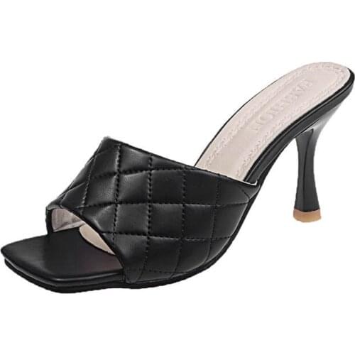 Womens Heel Flip Flops Black High Heels White Sandals Women Mules Slippers Ladies Summer Shoes 35-40 Calzado Mujer