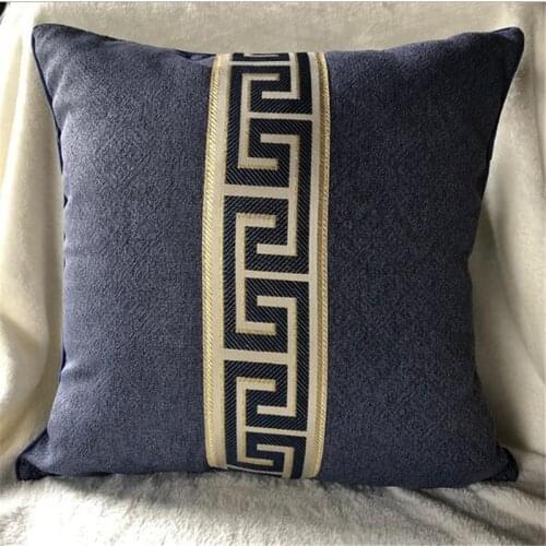 Modern Simplicity Cushion Cover New Chinese Style Light Luxury Throw Pillow Cases Solid Gray Blue Pillow Covers Sofa Decor