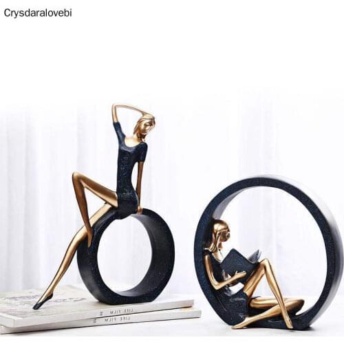 Resin Yoga Girl Statue Nordic Figurines Creative Crafts Sculpture Living Room TV Cabinet Home Decoration Ornaments