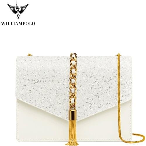 WILLIAMPOLO Crossbody Bags For Women Leather Fashion Bag Metal Chan Small Square Bags For Women Handbags PL209136