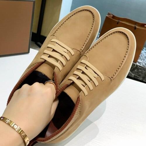 2021ss Smile Circle/Spring Women Top-quality Genuine Leather Nude Flats Casual Shoes Slip-On Penny loafers Autumn man Lazy shoes