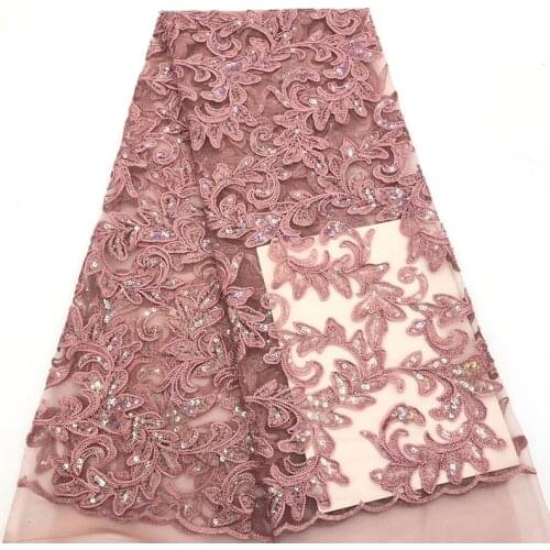 High-end atmospheric European pattern sequin embroidery French tulle lace African lace Nigerian style lace fabric skirt dress