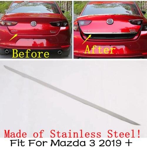Lapetus Rear Trunk Tailgate Bottom Lid Strip Cover Trim Fit For Mazda 3 2019 2020 2021 Accessories Exterior / Stainless Steel