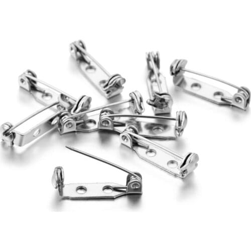 1Box 20 25 38mm Alloy Brooch Clip Base Pin Blank Safe Lock Brooch Pin Base For DIY Jewelry Making Findings Supplies Wholesale