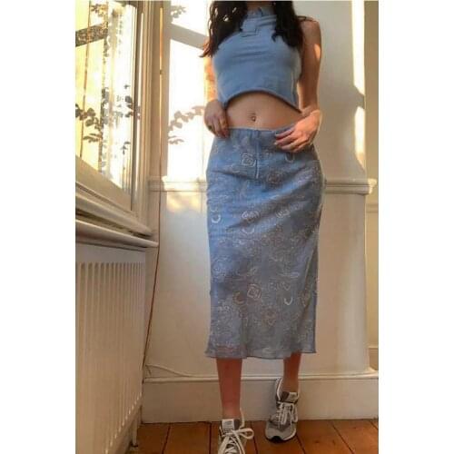 Women Leisure Skirt With Floral Print Bright Bohemian Style Casual Summer Beach Clothing Smooth Texture Skin-Friendly 2021