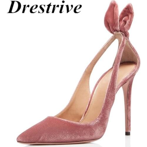 Drestrive Customize Womens Sandals Pointed Toe Rabbit Ears Flannel Thin Heels 2020 Summer Classics Female High Heel Shoes