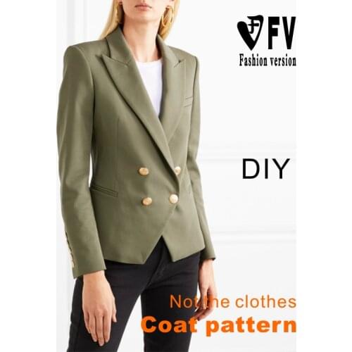 Female suit pattern double-breasted jacket structure drawing 1:1 garment sewing drawing BWT-79