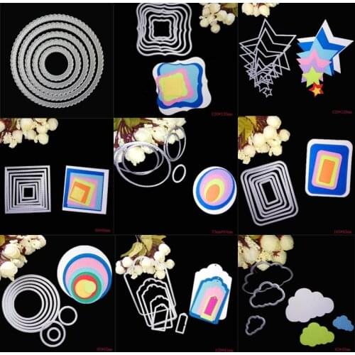 Nesting Die Scalloped Scallop Stitched Rectangle Oval Star Square Tag Lable Circle Frame Metal cutting dies for Christmas Card
