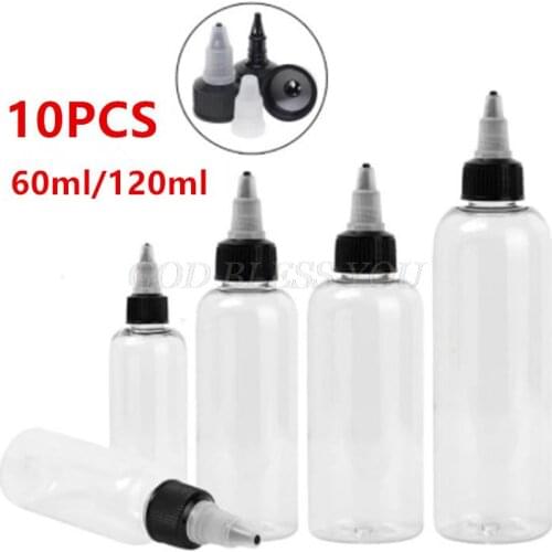 1/2/5/10PCS 60ml 120ml PET Empty Tattoo Ink Twist Cap Bottle Plastic Pigment Dropper Bottle Vape oil Dispensing Containers