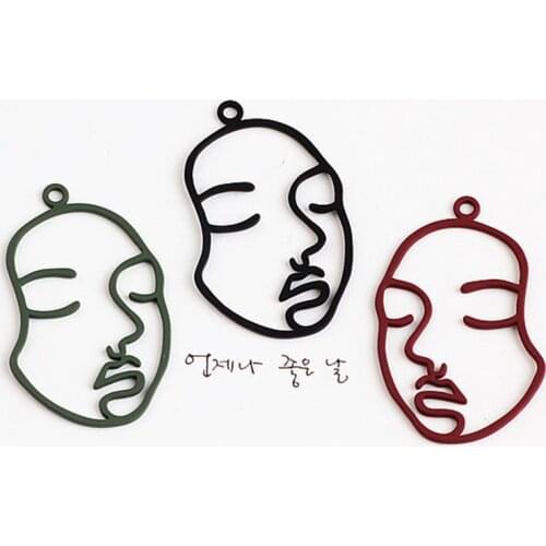10 BULK 28*44mm Face Outline Charms for Jewelry Findings Wire Pendants Minimalist Portrait Charm Abstract Face Charm BXG35