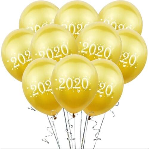 10PCS 2020 digital latex balloon 12 inch print happy new year wedding birthday party decoration