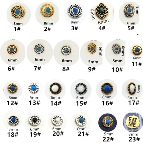 10pcs/lot Japan Korea 3D Alloy Nail Decorations Metal Retro Circle Oval Nail Art Accessories DIY Charm Styling Tools Nail Parts