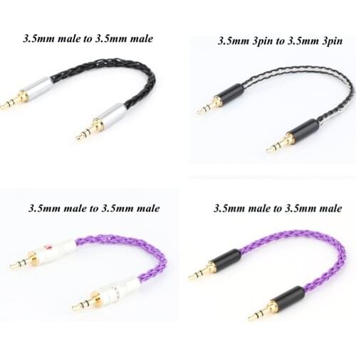 10cm Silver Plated 3.5mm Male to 3.5mm Male Stereo Audio Hifi Audio cable car AUX wire jump cable
