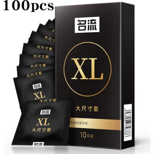 New PERSONAGE 100pcs 55mm Large Size Condoms Plus Big Condones Penis Sleeve Natural Latex Contraception Couples Adult Sex Toys