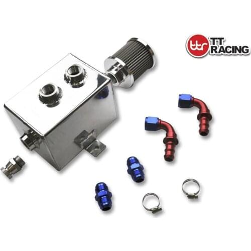 2L_OT_PO_KIT - 2L ALUMINIUM OIL CATCH CAN TANK KIT AN10 W/ FITTINGS SQUARE STYLE