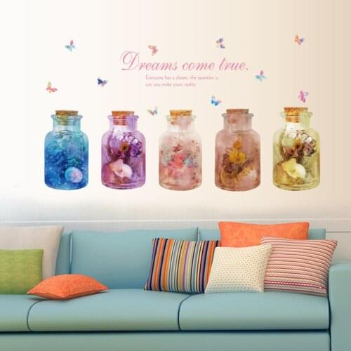 3D Glass Flower Vase Bottle Wall Stickers Boy Girl Kids Room Decoration Cupboard Wardrobe Decal Bar Window Mural Art Wall Decor