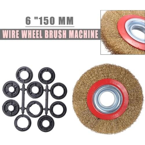 6" Wire Brush 150mm Fine Wire Brush Wheel With 10pcs Adaptor Rings For Bench Grinder For Deburring Derusting Durable In Use