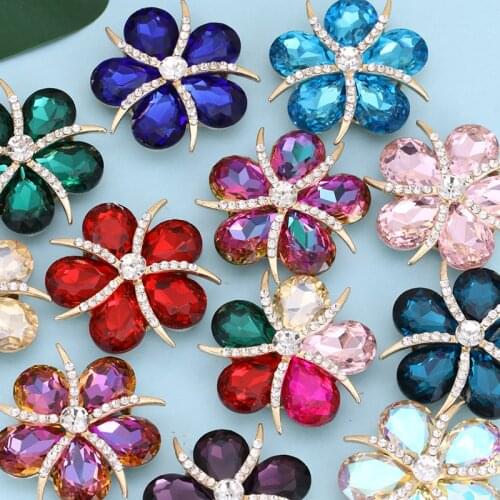 Astrobox Crystal Accessories Gold Metal Base Alloy Flower Crystals Beads Rhinestones DIY Assemble Point Back Sewing Decoration