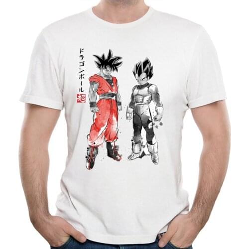 Saiyan Warriors Sumi-e Anime T-Shirt New Summer Men T-shirt Classic Cartoon DesignCasual Art Tops Novelty Boy Tees