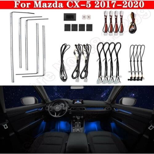 Car Ambient Light 64-Color Set For Mazda CX-5 2017-2020 Button Control Decorative Atmosphere Lamp illuminated LED strip