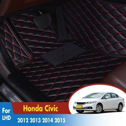Car Floor Mats For Honda Civic 2012 2013 2014 2015 Auto Interior Accessories Styling Custom Waterproof Rugs Foot Pad Floorliners