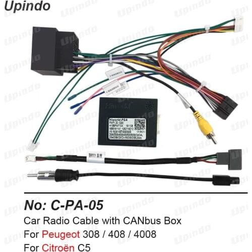 Car Radio Cable CAN-bus to UART Box for Peugeot 308 408 4008 Citroen C5 Power Wiring Harness Android Multimedia Connector Socket