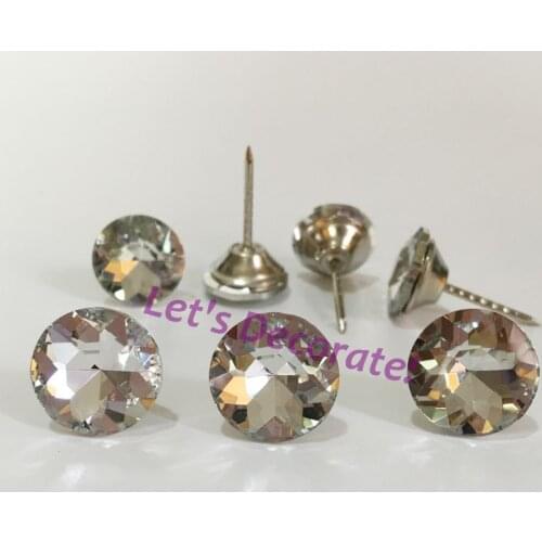 Free Shipping 200PCS/LOT 18MM Clear Color Diamond Crystal Glass Nails / Crystal Buttons / Home Decoration Nails/ DIY Upholstery
