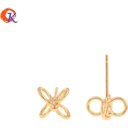Cordial Design 50Pcs 7*7MM Jewelry Accessories/Hand Made/Genuine Gold Plating/DIY Earrings Making/Flower Shape/Earrings Stud