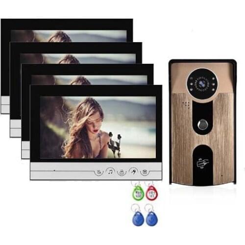 XINSILU Intercom Doorbell Home Security Video System 9" Video Door Phone Touch Key LCD Color Monitor IR FRID Camera 1V4