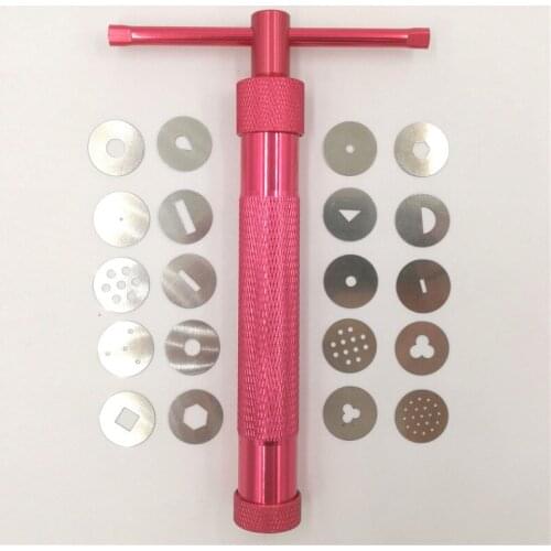 Perfect Rose Gold Clay Cake Sculpture Gun With 20 Tips Clay Craft Sugar Paste Extruder Fondant Cake Sculpture Polymer Tool