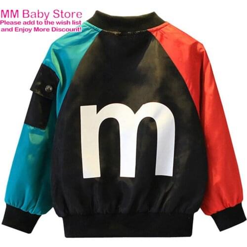 2021 Spring Autumn Childrens Letter M Jacket Boys Girls Outing Clothes Children Zipper Cardigan Jacket 1-10Years Kids Coats