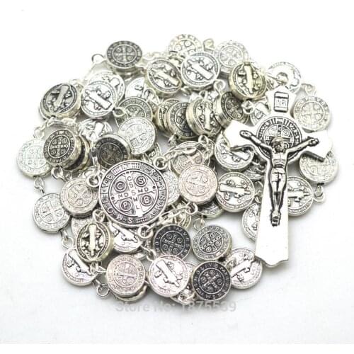 Best Selling St Benedict Bead Rosary Zinc Alloy Bead Centerpiece Crucifix