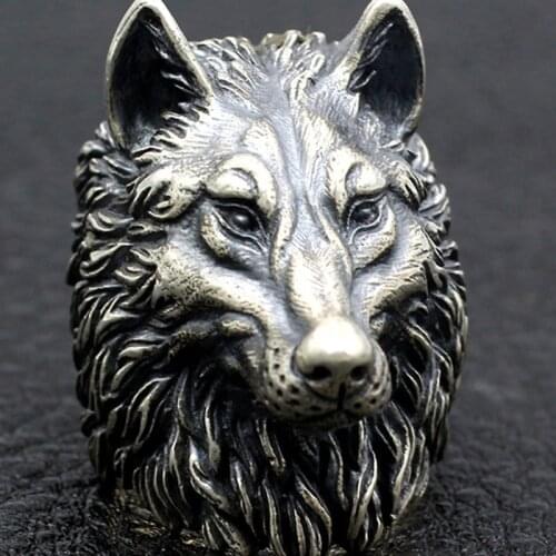 Wolf HEAD BIKER GOTH PUNK ROCKER 925 STERLING SOLID SILVER MENS Artisan Handmade Collection Ring Rings Fashion Jewelry A3186