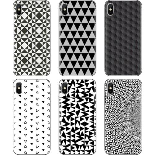 For Samsung Galaxy A10 A30 A40 A50 A60 A70 a12 a31 a41 a51 a71 a20e a21s M30 Soft Case Design Black White Triangles Geometric
