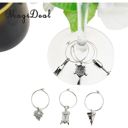 MagiDeal Novelty Mixed Shape Metal Wine Glass Charms Wedding Birthday Festival Home Party Table Decoration