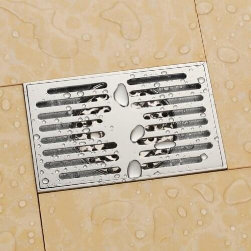 New chrome solid brass 140 x 90mm square anti-odor floor drain bathroom shower drain-M8465