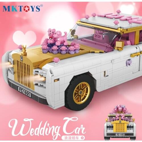 NEW MOC Wedding Car Bricks Creative DIY Building Block Toy Romantic Car Model Toy Gift for Girlfriend