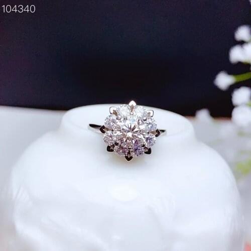 Engagement ring crackling moissanite ring for women jewelry real 925 sterling silver 1 carat gem shiny party gift